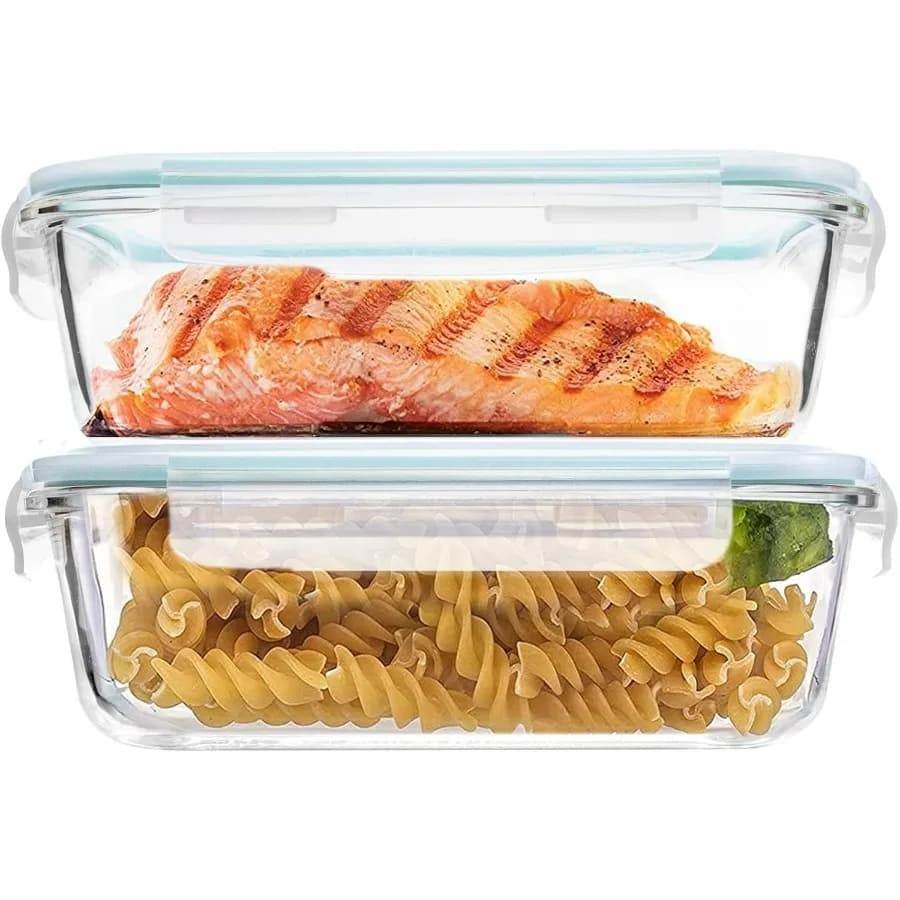 Contenitori per alimenti in vetro di grandi dimensioni da 60 once con coperchi, contenitori per la preparazione dei pasti in vetro/scatole Bento/contenitori per il pranzo, senza BPA e a prova di perdite