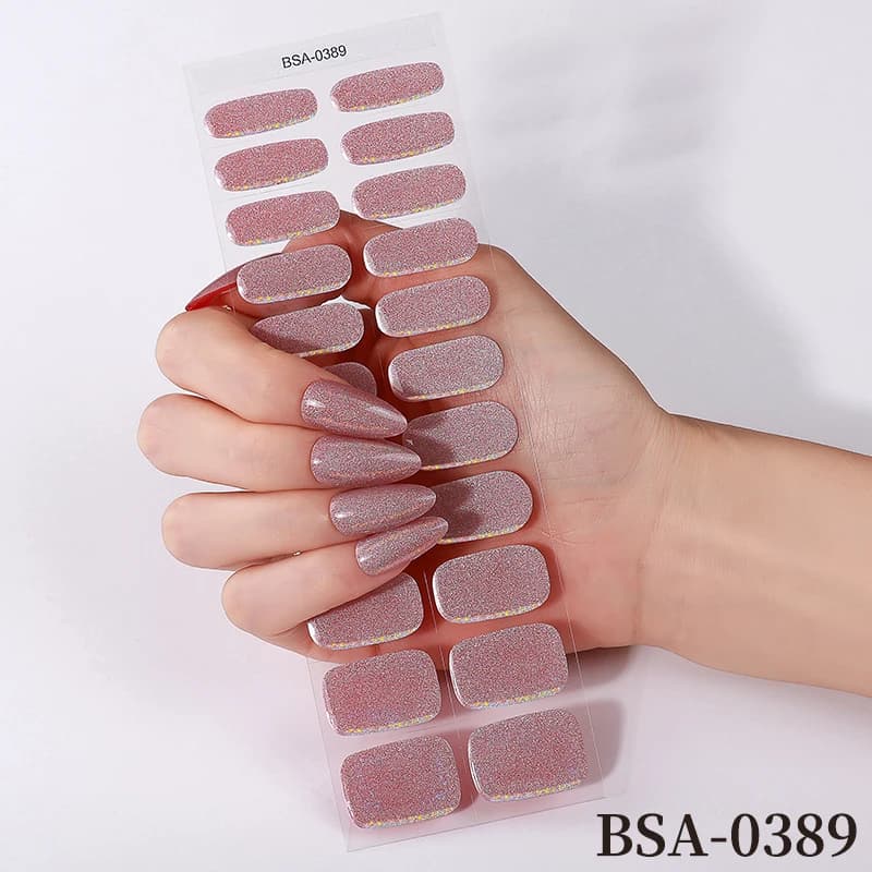 22 Tips Adesivi per Unghie in Gel Scintillanti Senza UV, Glitter Copertura Completa, Strisce Autoadesive per Smalto Gel, Decorazione Fai da Te per Manicure
