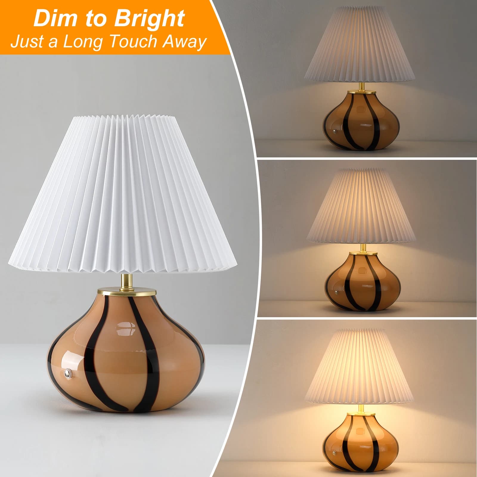 11.5 inch Desk Lamps Nordic Pleated Fabric Rechargeable desk lamp Reading lamp decorative lamp bedside lamp USB Living Room Home Bedroom Atmosphere Decoration LED Night Light