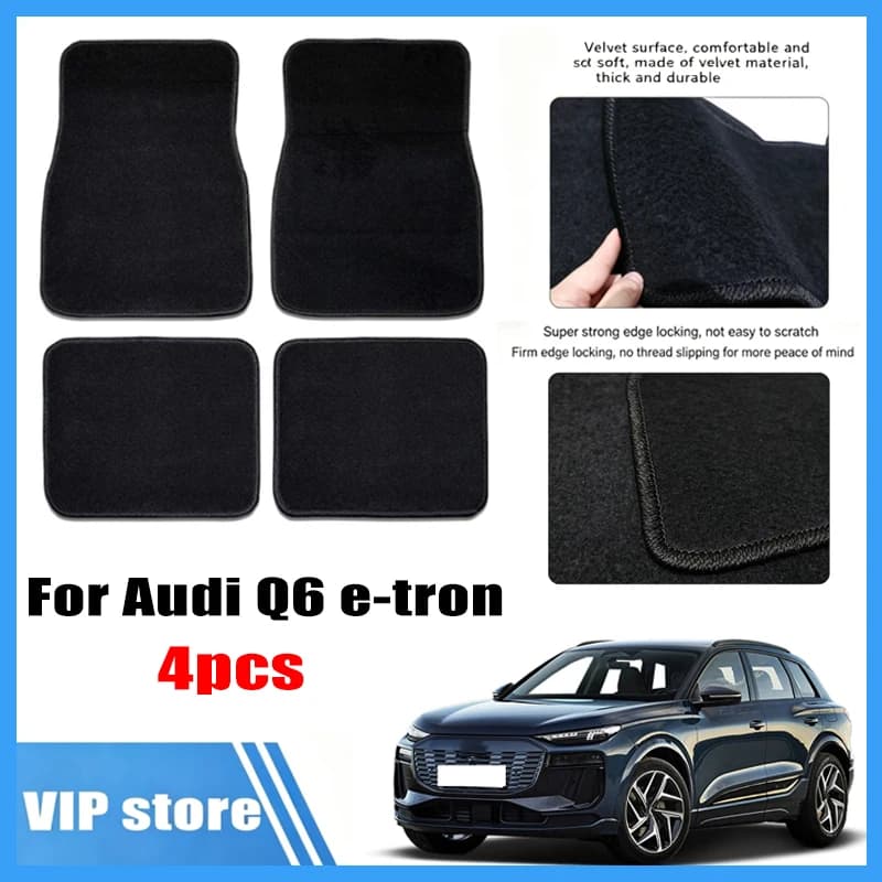 4pcs Car Floor Mats All-Weather Easy To Clean Durable Anti-Slip Interior Protection Floor Liners For Audi Q6 E-tron Accessories