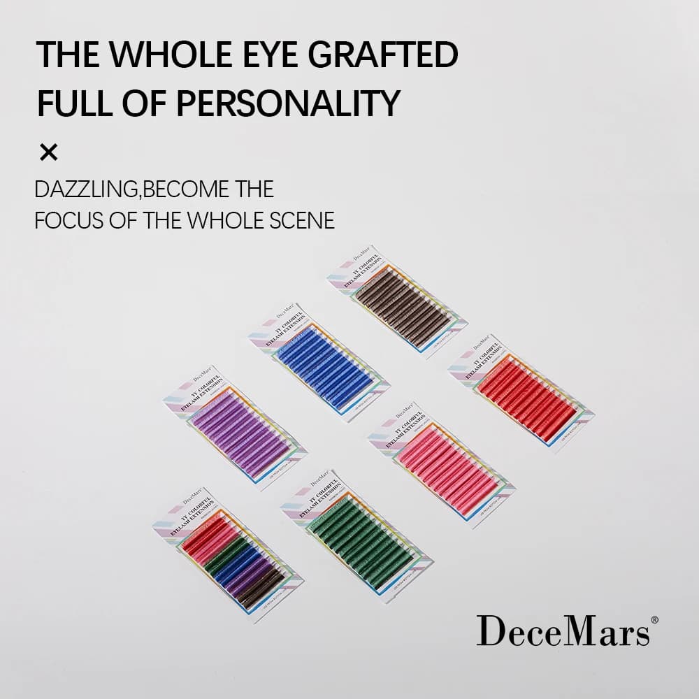 DeceMars Extension Colored Eyelashes YY 12 Lines, Vibrant Enhancements for an eye-catching Look, Extension Artificial Eyelashes Mascara Effect