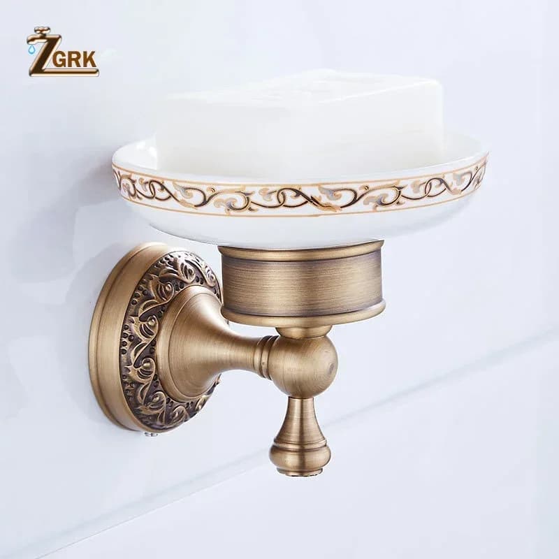 ZGRK Hardware per il bagno in ottone massiccio Anello portasciugamani decorativo Porta carta igienica Portabicchieri Porta accappatoio Porta asciugamani Serie bagno