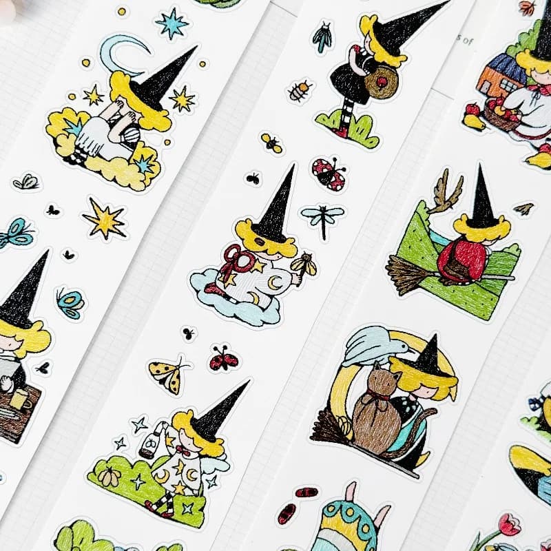 Triangular Hat Little Witch Die Cut Yupo Washi PET Tape Craft Supplies DIY Scrapbooking Decorative Plan Sticker