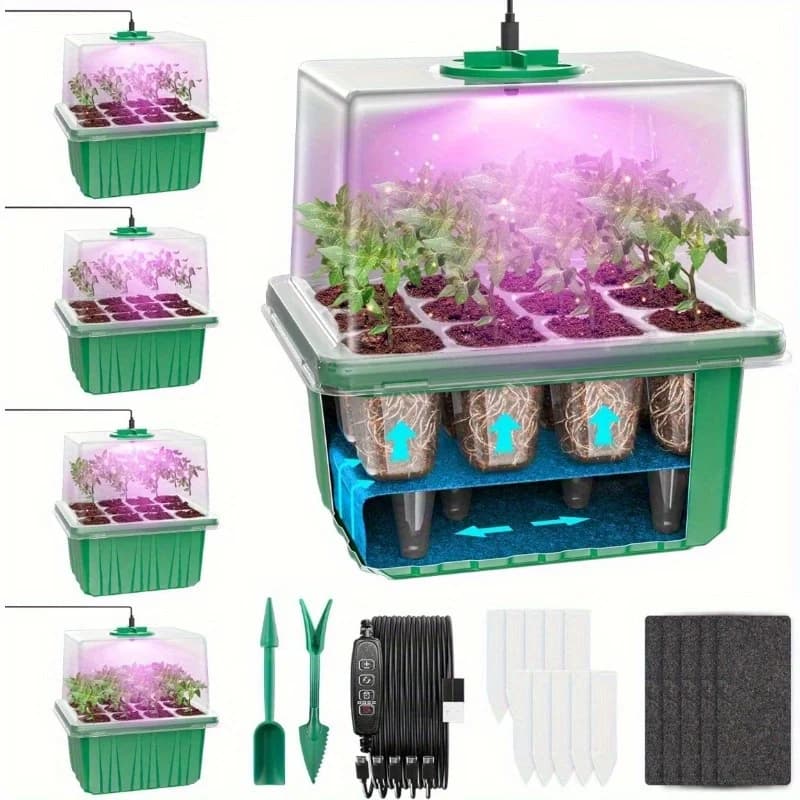 LED Cultiva Garden Plant Light Flower Succulent Germination Vase Breathable 6/12 Cells Seeds Tray Box With Adjustable Ventilation