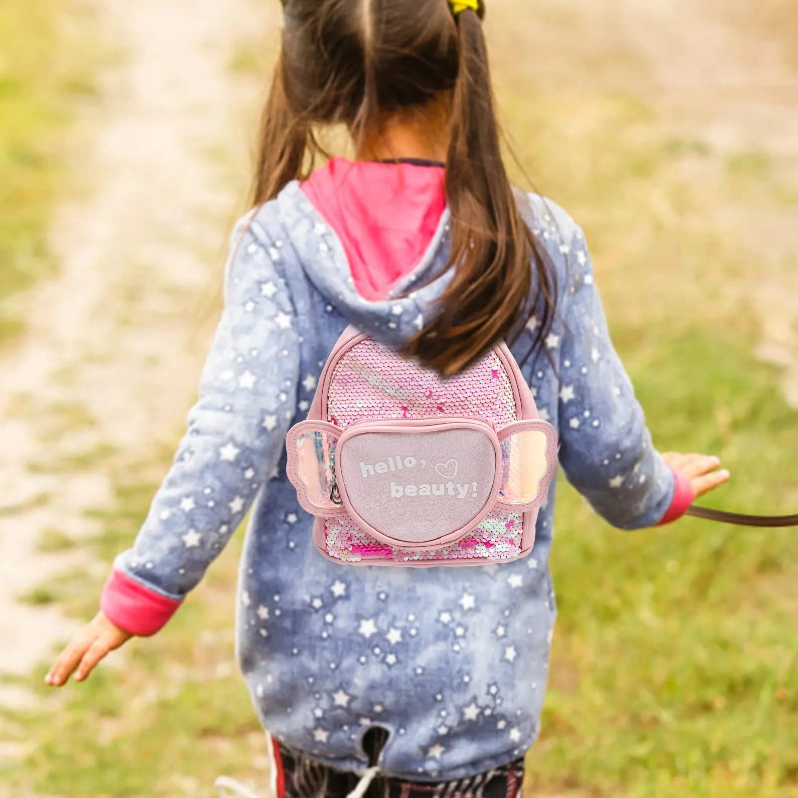 Zaino per Bambini con Paillettes, Viola, in PU, Leggero, alla Moda, per Scuola, Viaggi, Outdoor, Casual, Regalo per Ragazze