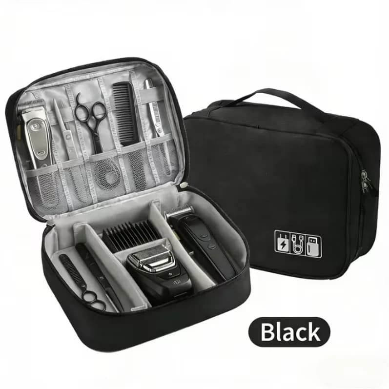 Professional Hair Stylist Travel Organizer Double-Layer Barber Hairdressing Tools Storage Case with Elastic Loops & Mesh Pockets