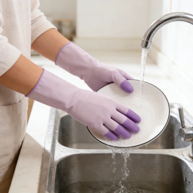 Nuovi Guanti in Lattice per Uso Domestico con Polsino Esteso, Resistenti e Spessi per Lavare i Piatti, Pulizia della Cucina, Resistenti alle Macchie e Protettivi