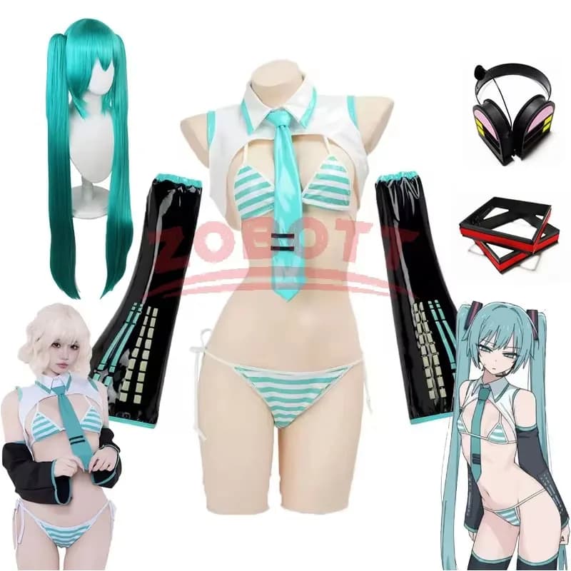 Anime Miku Cosplay Miku Formula Suits Cosplay Costume Girl Snow Christmas Roleplay Uniforms Bikini Set Cosplay