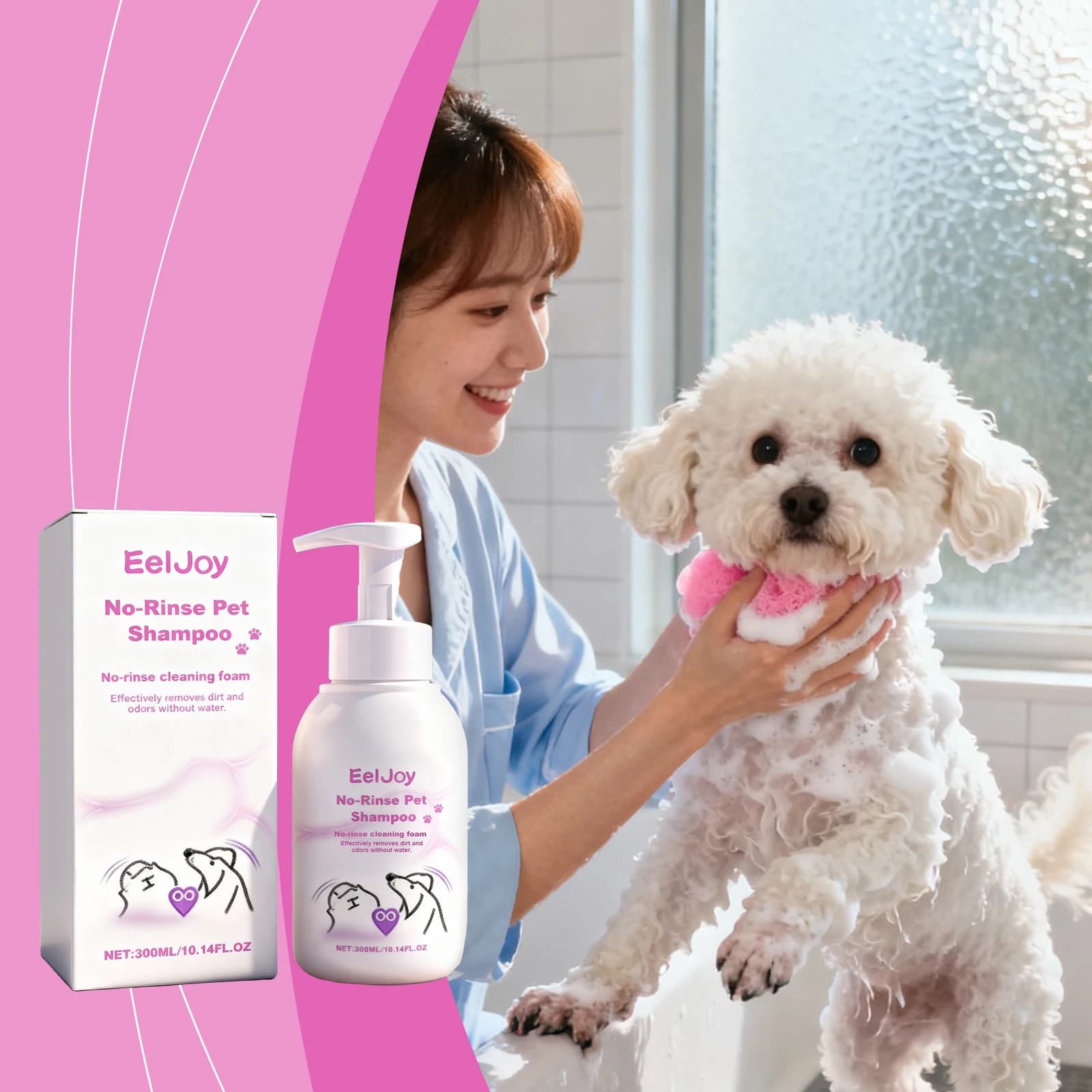 No Rinse Pet Shampoo Foam Moisturizing Coat Anti Itching Deodorizing for Travel Spot Cleaning Gentle Daily Dog Cat Dry Shampoo