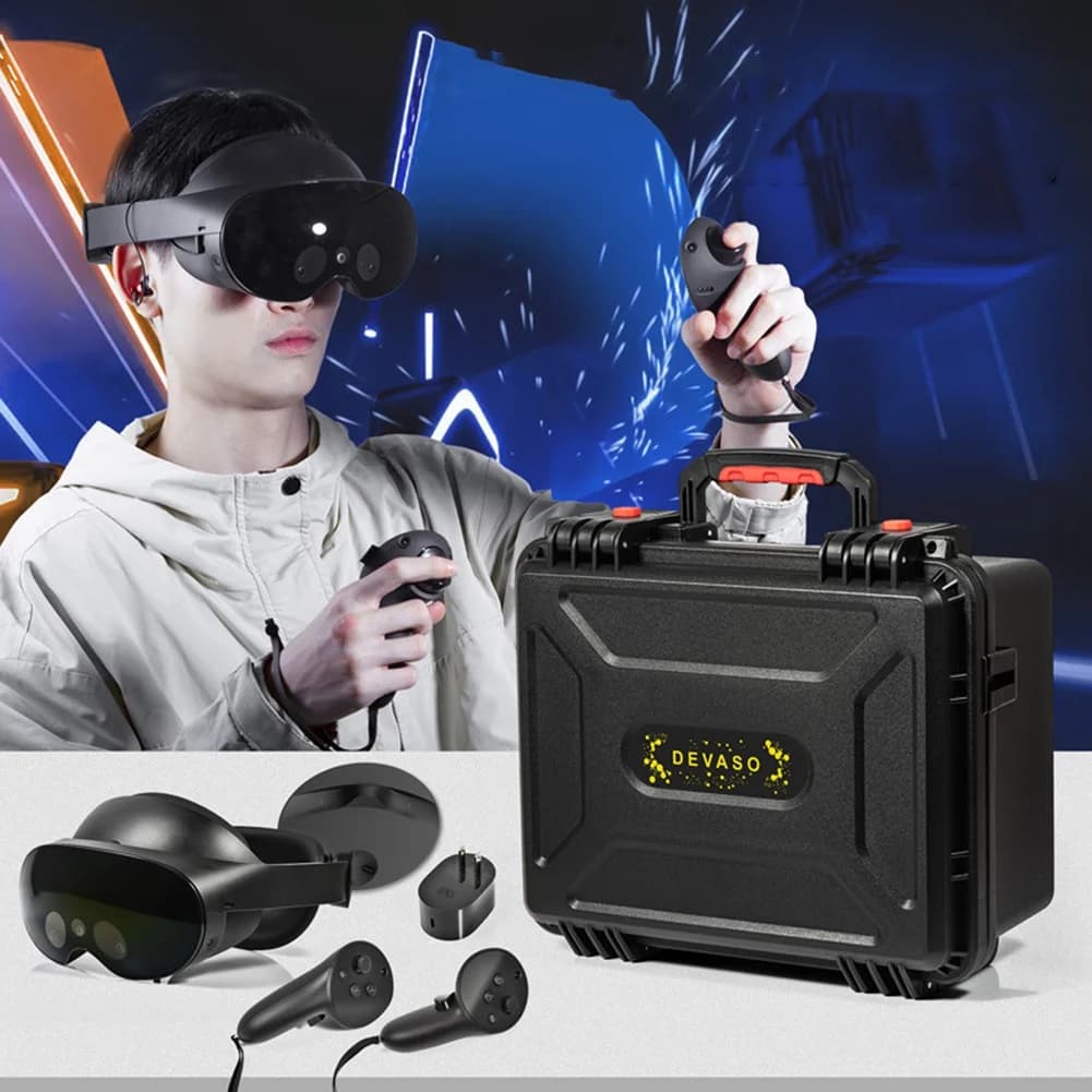 X64A-Storage Bag Waterproof Box VR Headset Travel Carrying Case Storage Box Bag For Meta Quest Pro