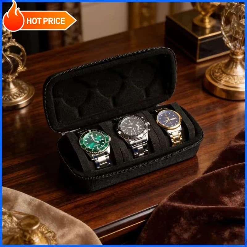Custodia da Viaggio per Orologi, Espositore per Orologi, Borsa Rigida da Viaggio per Orologi, con Cuscino in Schiuma Morbida e Maniglia