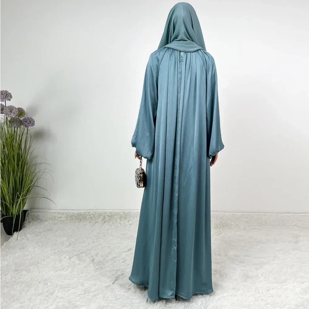 Abito lungo allentato con maniche a sbuffo da donna musulmana Dubai Abaya di lusso Turchia Caftano Ramadan Eid Djellaba Islam Jalabiya Caftano Marocain
