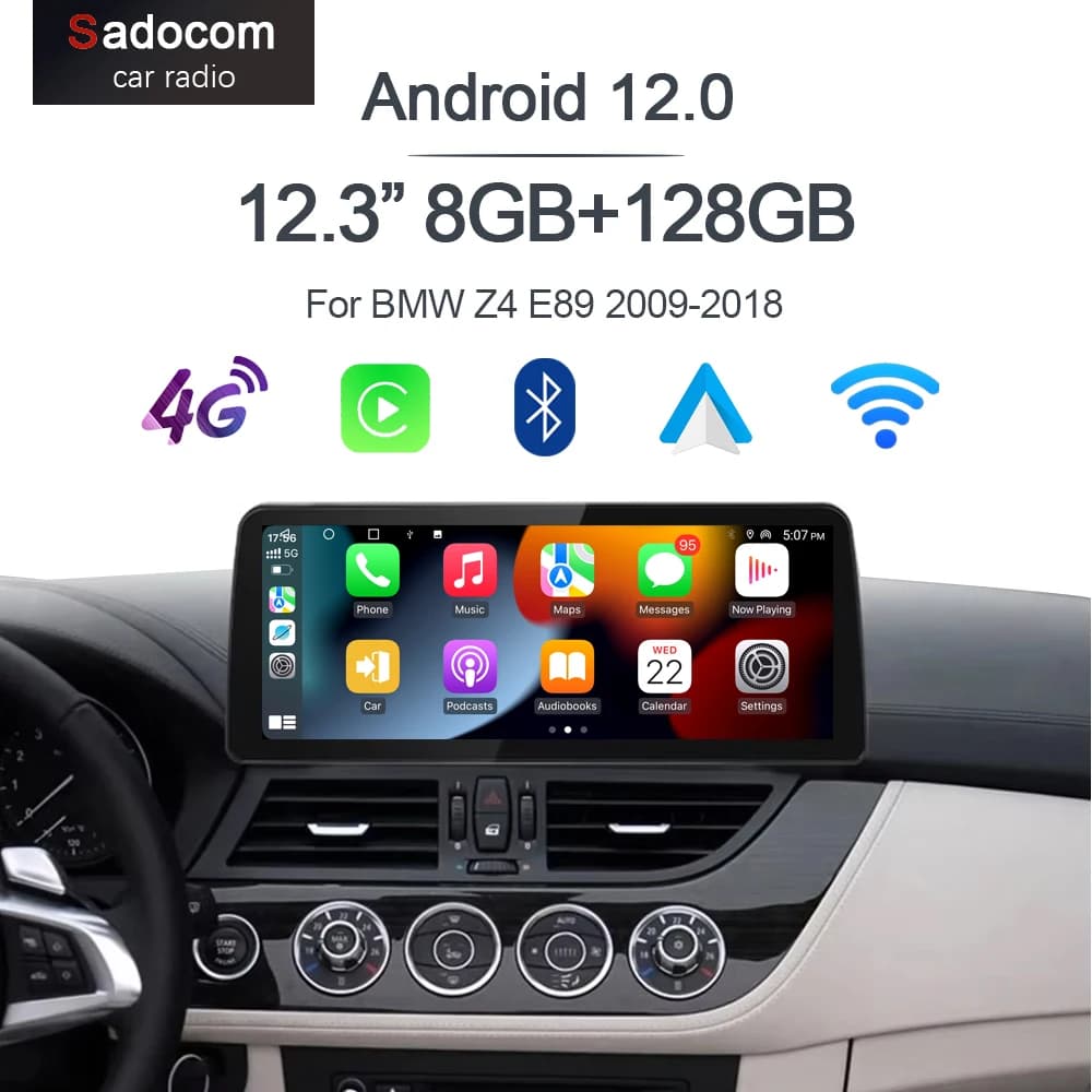 12.3 "Wireless Carplay Android 12.0 8G + 256G 8Core GPS Autoradio Lettore Multimediale Audio Stereo Wifi Per BMW Z4 E89 2009-2018