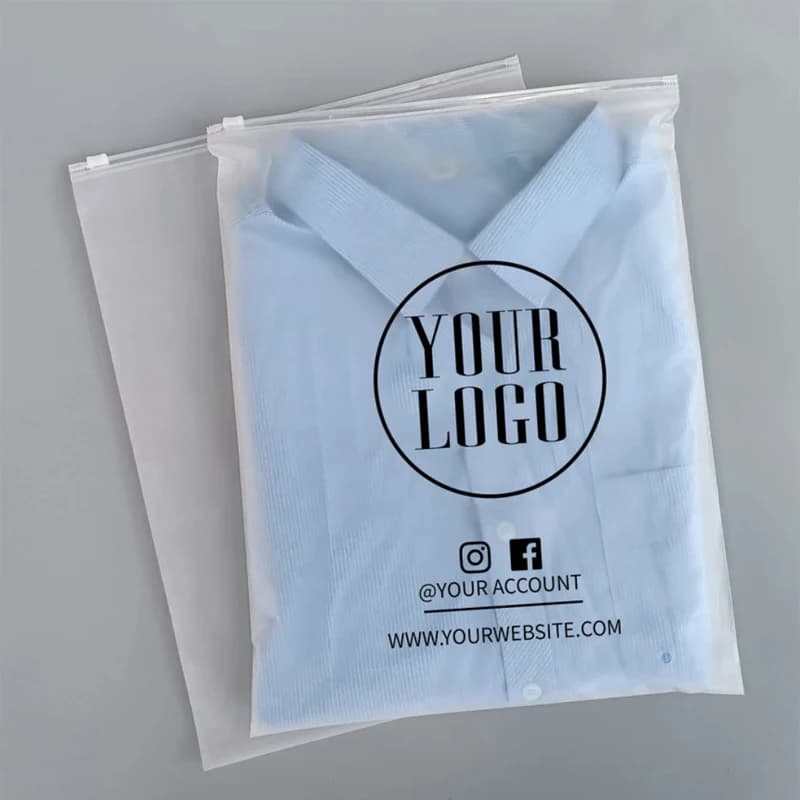 Borsa in Plastica EVA Ecologica Personalizzata con Logo del Cliente, Trasparente Opaca con Cerniera per Accessori d'Abbigliamento