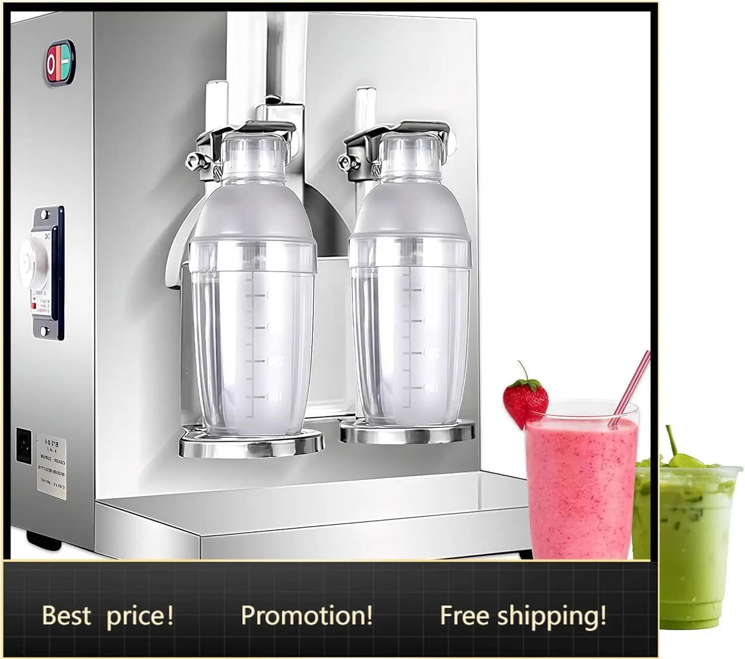 Milkshake Maker Electric Milk Tea Shaker Machine Cocktail & Drink Mixer Stainless Steel