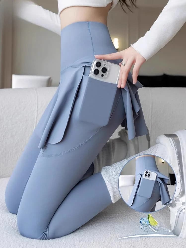 Pantacollant a Vita Alta Modellante Due Pezzi da Donna, Sottile Estivo per Corsa, Fitness, Yoga, in Tessuto Sharkskin, Morbido e Confortevole, Sportivo