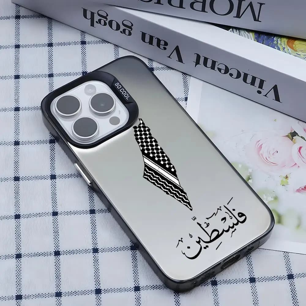 Cute Palestine Flag Map Passport Phone Case For lMDColor Silver Shell For lPhone 17 16 e 15 14 13 12 11 Pro Max Plus
