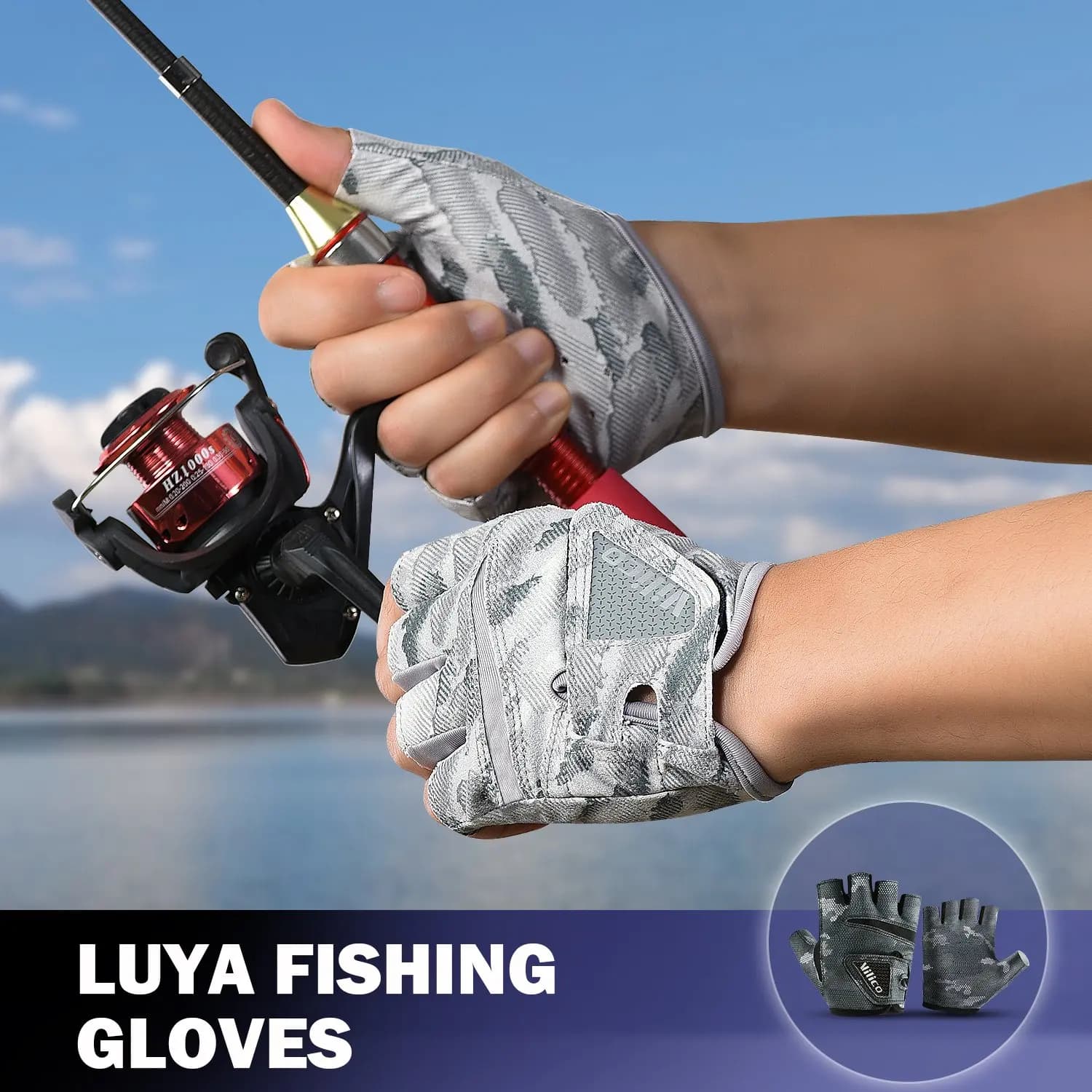 Protezione Pesca Guanti senza dita Guanti di protezione solare Uomo Donna per attività all'aperto, pesca, kayak, escursionismo, pagaia