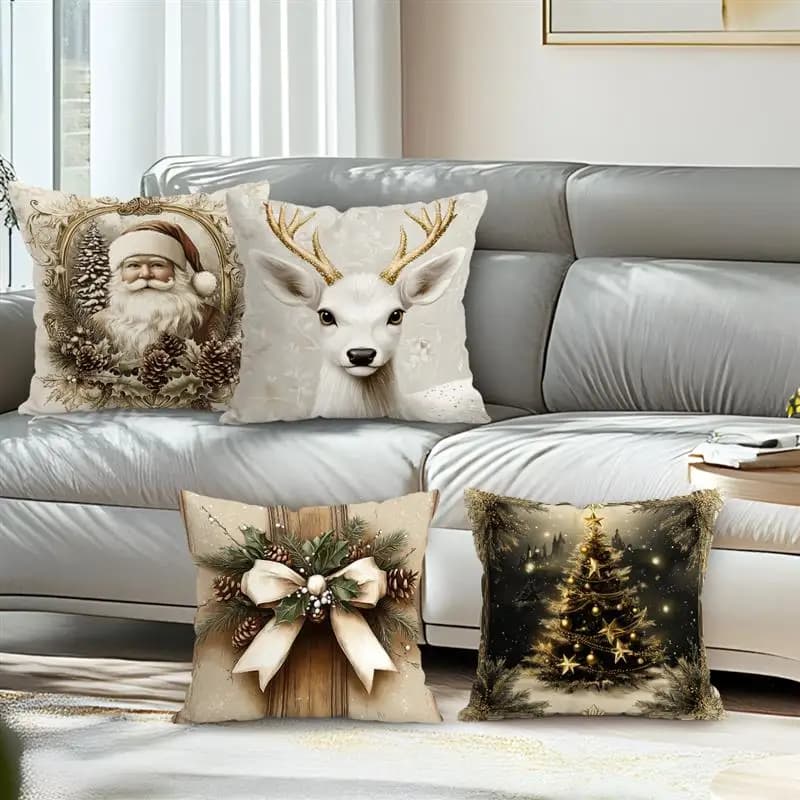 Home Decor Festive Christmas Patterns Cushion Covers Pattern Cushion Cover Suitable for Sofa Bedroom Car Pillow Cover