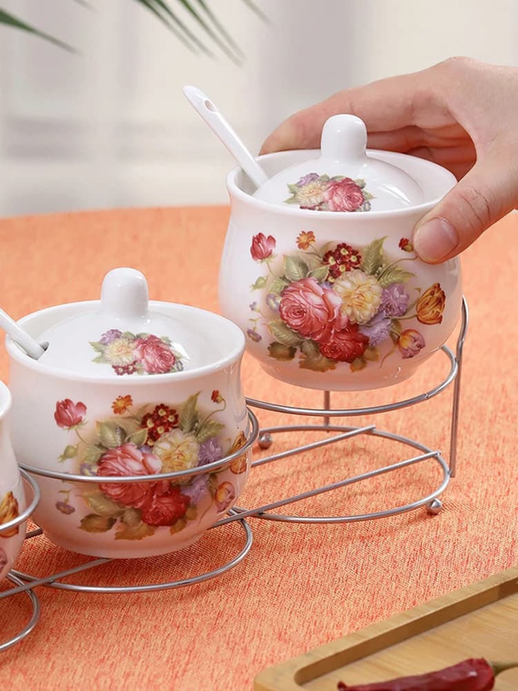 Set di 3 Barattoli Creativi per Spezie in Stile Coreano, Contenitori per Sale e Spezie, Accessori da Cucina