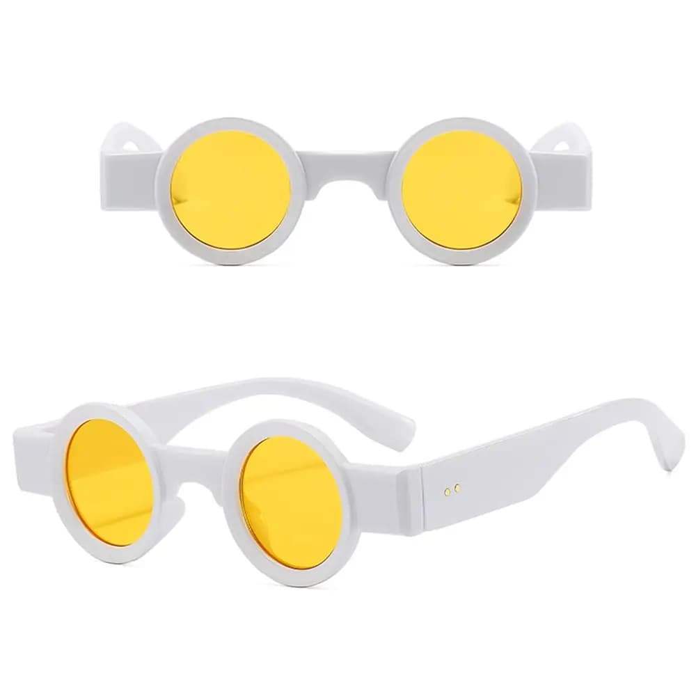 Occhiali da Sole Rotondi Piccoli con Rivetti UV400 di Tendenza per Uomo e Donna - Stile Punk