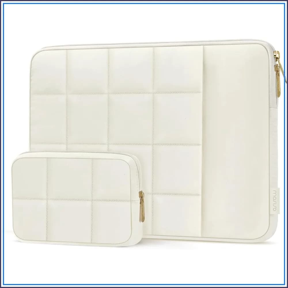 13.3" Laptop Sleeve Puffy Quilted Case for MacBook Air/Pro, HP, Dell, ASUS, Vertical Pocket & Small Pouch