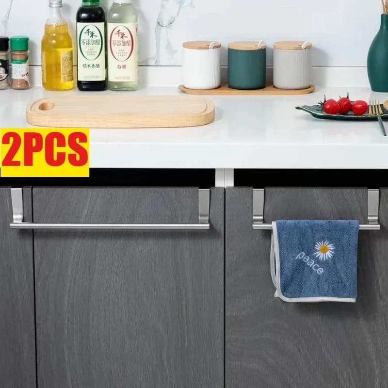 Portasciugamani da cucina Portasciugamani in acciaio inossidabile Portasciugamani da bagno Supporto Porta dell'armadio Appeso Organizzatore Mensola Barra a parete