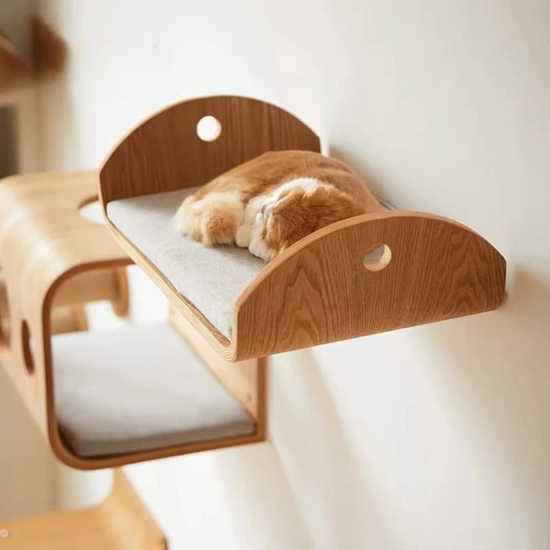 Mensole per Gatti da Parete in Legno Massello, Sospensioni Galleggianti per Finestre, Amaca per Gatti da Balcone, Mobili Moderni per Arrampicata Felina
