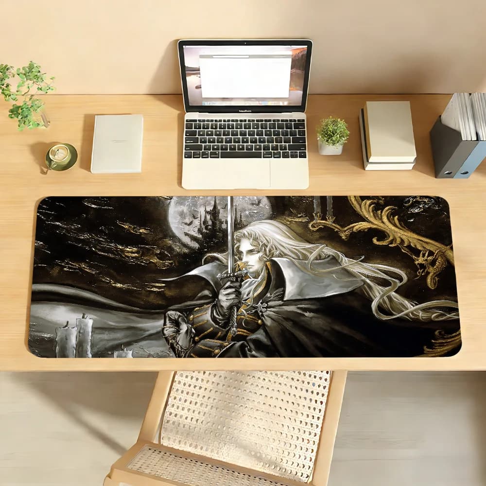 Tappetino per mouse Game C-Castlevania, antiscivolo, con bordo bloccabile, per PC, laptop, accessori in gomma, per ufficio, tastiera, grande, da gioco