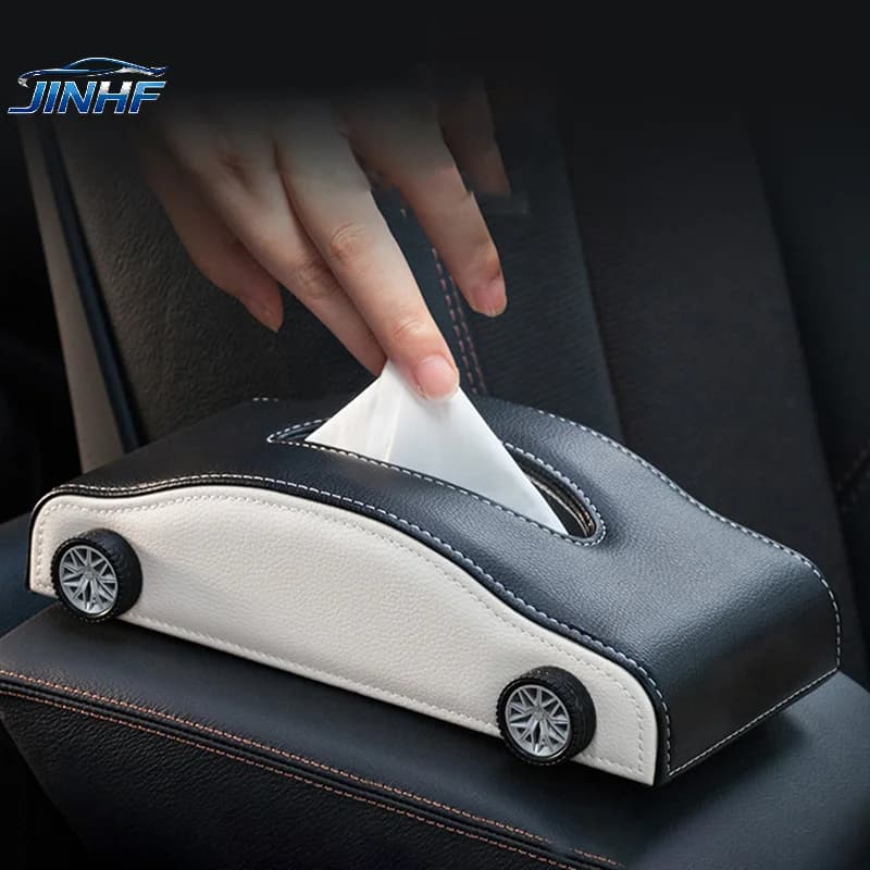 Scatola per fazzoletti a forma di auto creativa Dispenser per fazzoletti resistente al calore per pneumatici simulati Organizzatore di fazzoletti in pelle per auto portatile decorativo