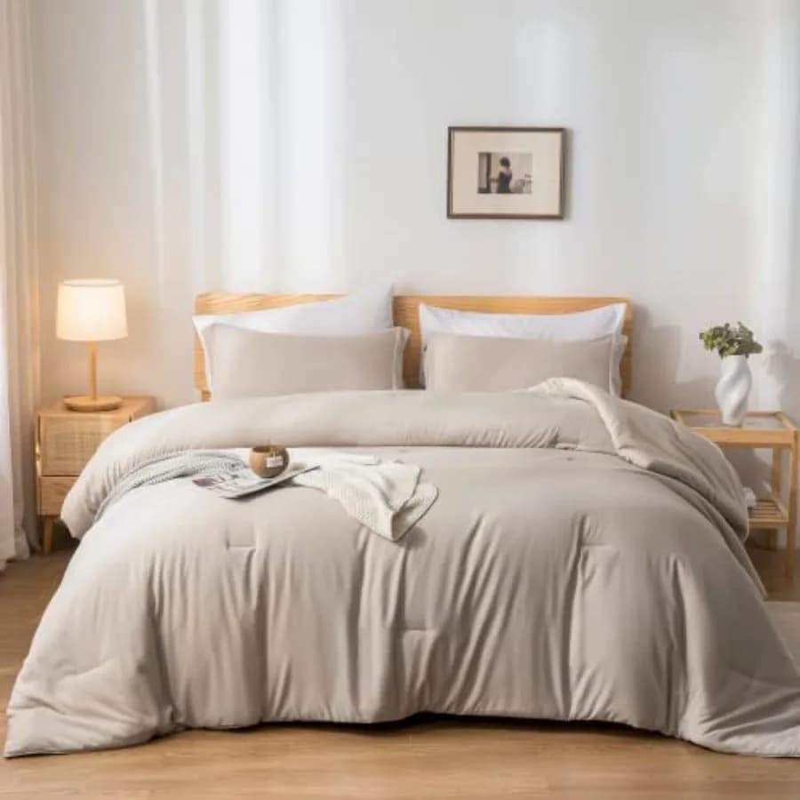 Set Copripiumino 7 Pezzi, Set Letto Completo Morbido e Soffice con Lenzuola, Federe e Cuscini