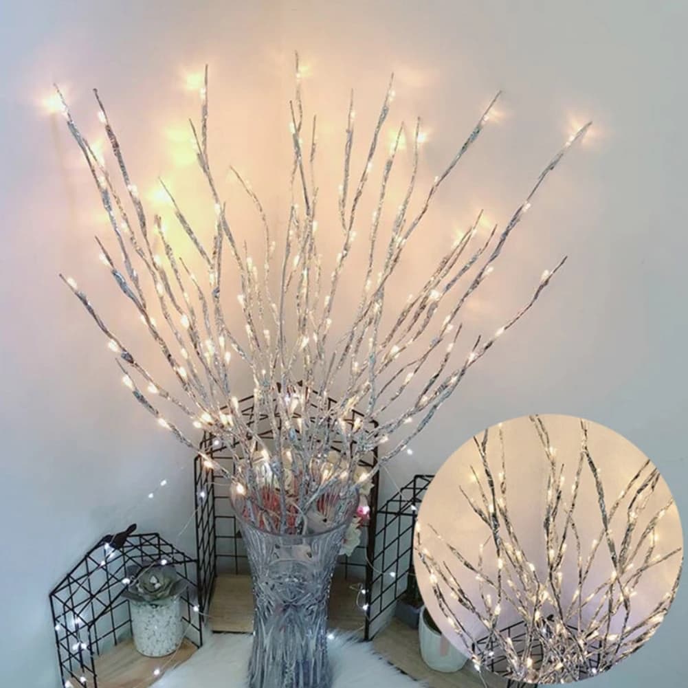 1PC 20 LED Simulazione Ramo di un albero Luci Stringa Lampada da notte Casa Camera da letto Decorazioni alimentate a batteria Festa di Natale per interni
