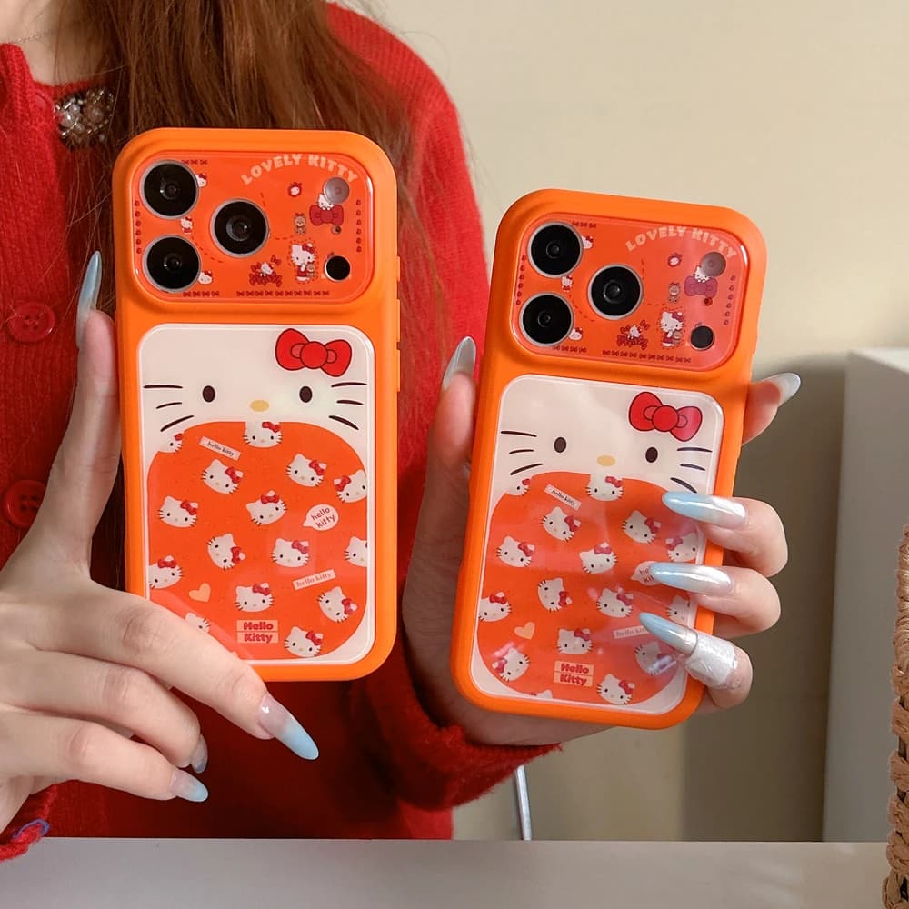 Custodia per telefono alla moda con simpatico cartone animato Sanrio Hello Kitty e fiocco per iPhone 17 Pro 16 15 Pro Max, cover rigida antiurto IMD