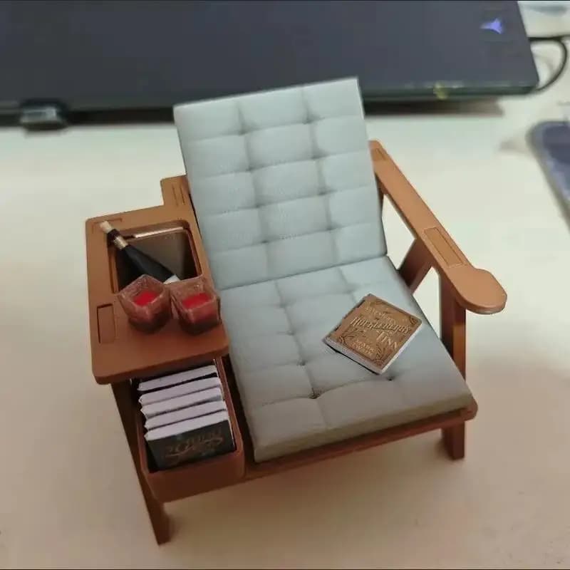 1 Set 3d Stampato Mobili Da Salotto In Scala 1/12 In Miniatura Sedia Da Lettura Modello Per Diorama Casa Delle Bambole Desktop Ornamento Complementi Arredo Casa