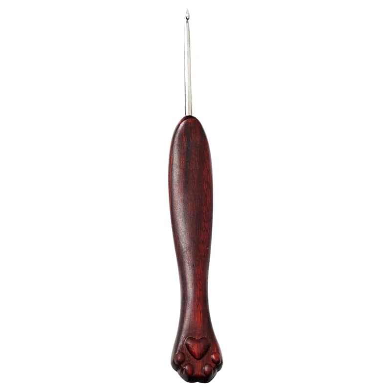 Zampa di gatto in legno di sandalo viola Bocca poco profonda Manico in legno Uncinetto fatto a mano Strumento per uncinetto fai da te fai da te 2.5 3.0 3.5 4.0mm