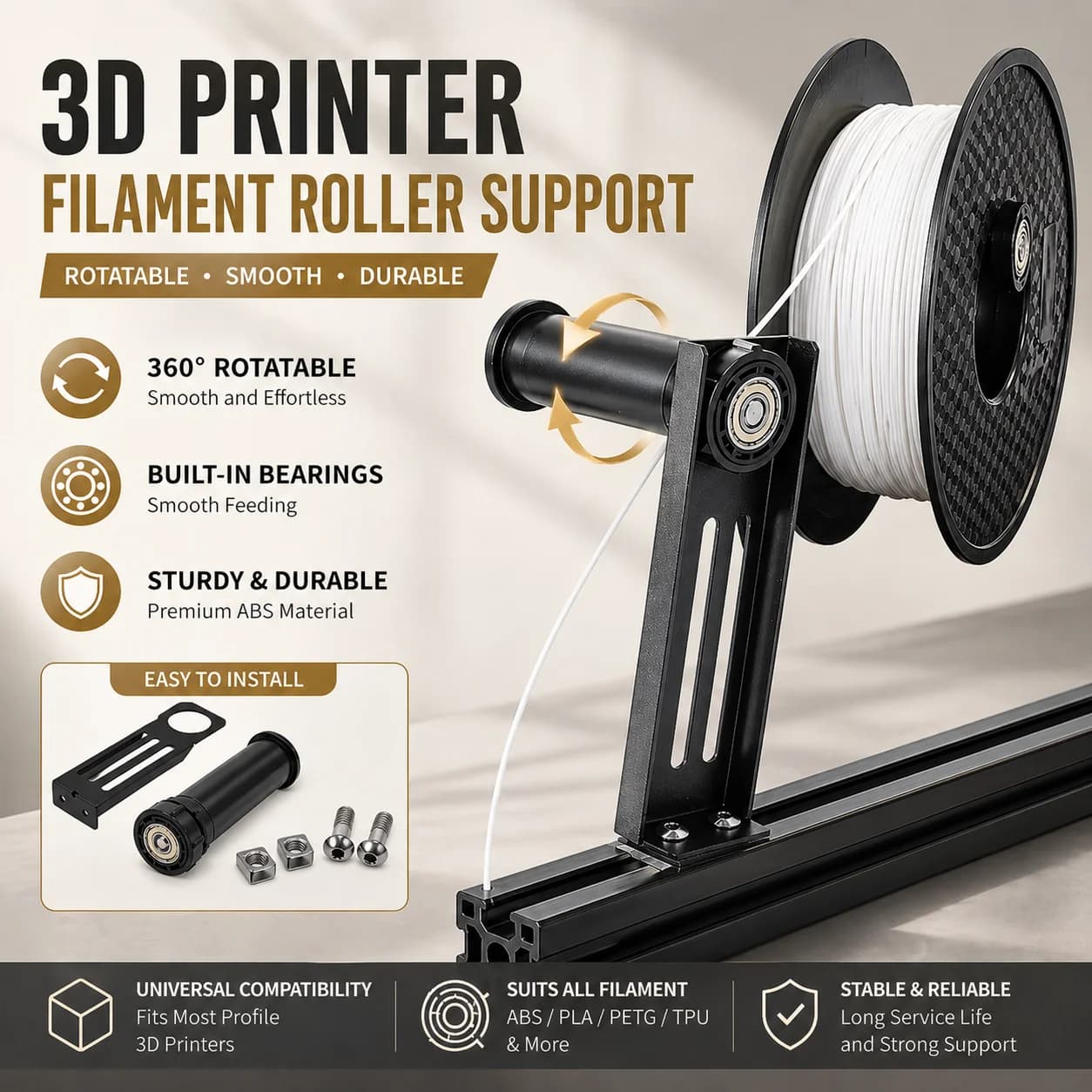 Supporto per Bobina Filamento Compatibile con Rotoli di Materiale PLA ABS TPU PETG per Stampanti 3D Ender 3 S1/Ender3/CR10