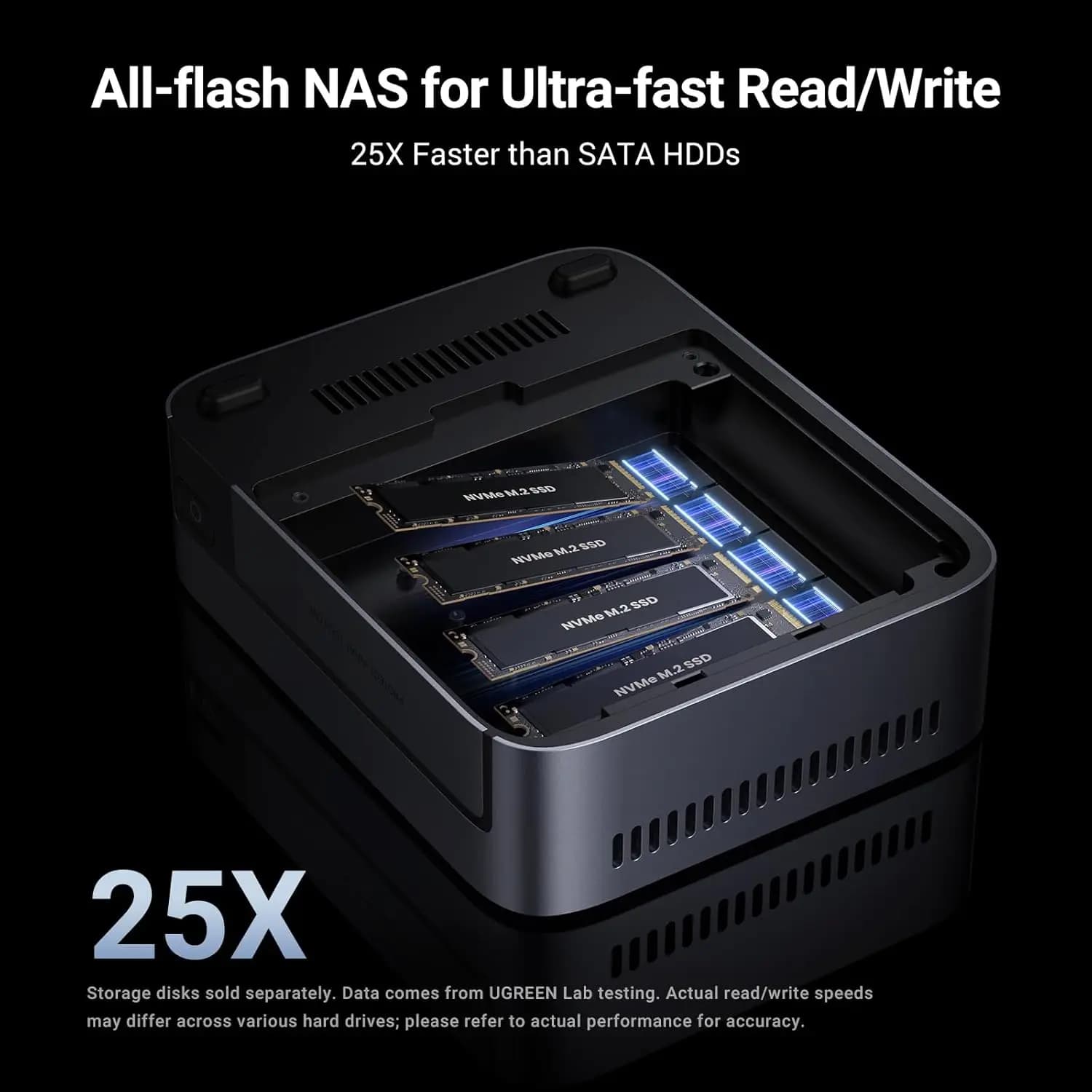 MAF UGREEN NASync DXP480T Plus NAS All Flash SSD a 4 Bay con CPU i5 1235u 10 Core, 8GB RAM DDR5, SSD da 128GB - Storage di Rete