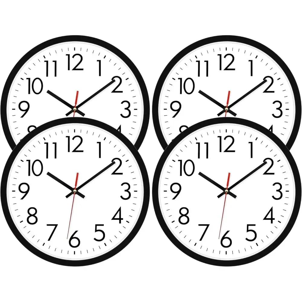 Home, Office, Room and Bedroom Wall Clock Silent 12-inch Black Battery for Home, Office