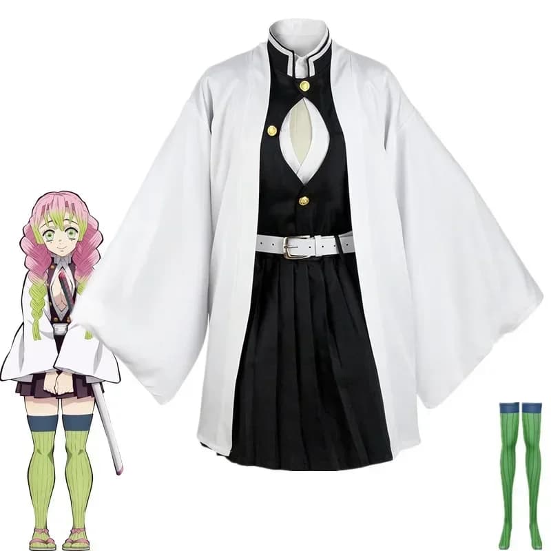Costume Cosplay di Halloween Anime Kimetsu no Yaiba, Uniforme Kimono di Mitsuri Kanroji, Abbigliamento per Halloween