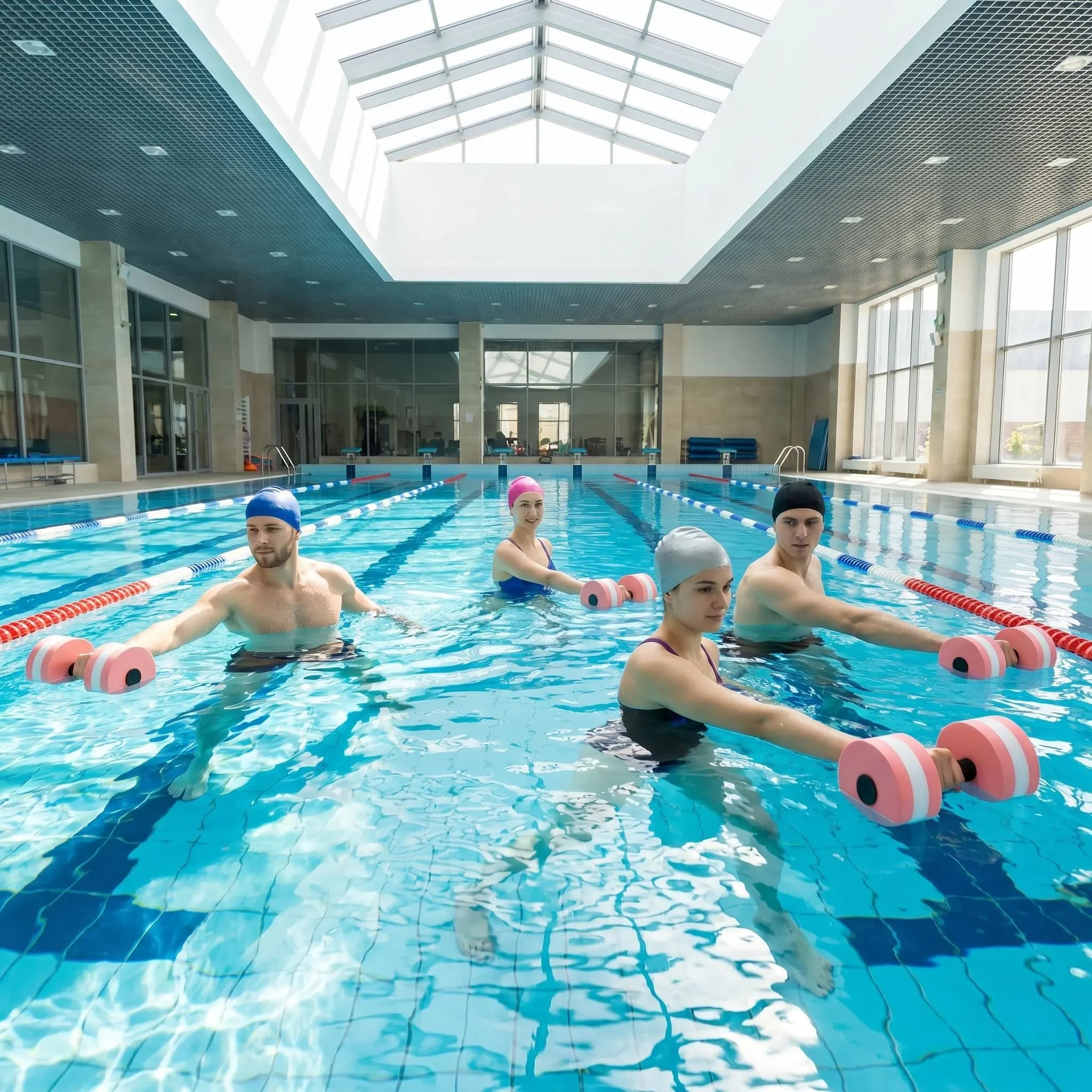 2Pcs Aquatic Water Dumbbells Eva Foam Barbells Resistance for Pool Exercise Water Aerobics Strengthen Core Back Abdominal