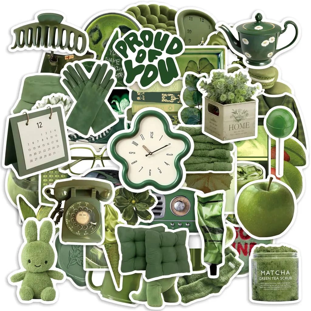 50 pezzi Ins stile coreano verde oliva adesivi artistici impermeabili decalcomanie fai da te per ufficiale bagagli BulingBulingStickers Store