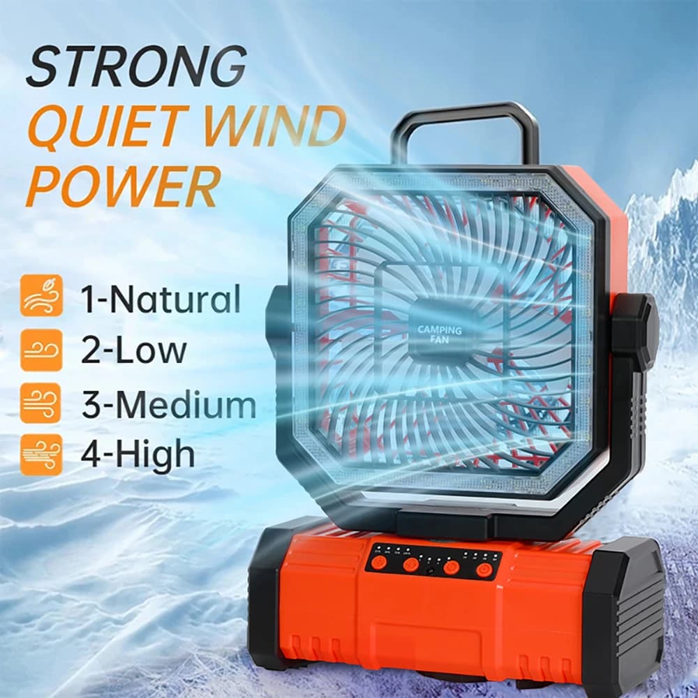 Ventilatore da campeggio esterno multifunzionale da 10000 mAh con altoparlante Bluetooth adatto per campeggio ed picnic all'aperto