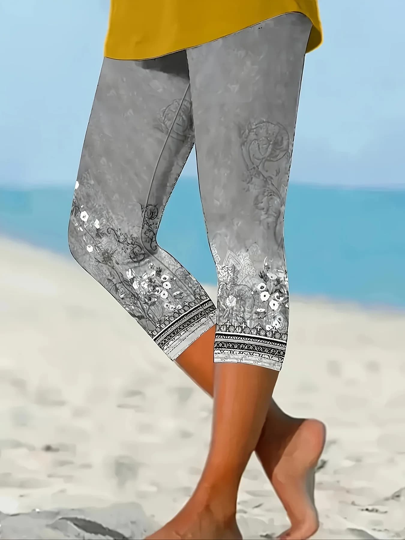 448 Pantaloni da donna a tre quarti, leggings stampati