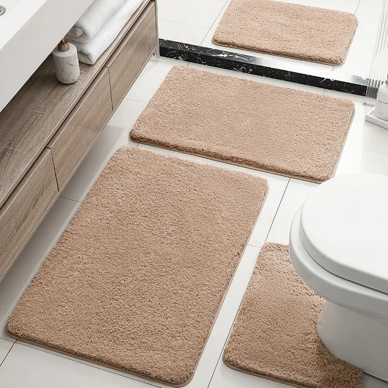 Set di 4 Tappetini da Bagno per Casa e Hotel, Tappeto a Forma di U per WC, Tappetino Antiscivolo per Bagno, Tappeto Decorativo per Porta del Bagno