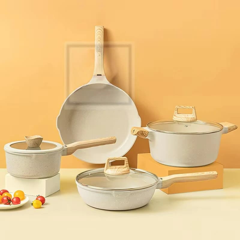 Kitchen utensils Kitchen utensils Kitchen set anti-stick granite kitchen set Induction cooker Home use pan soup pots DUE non-stick cookware set