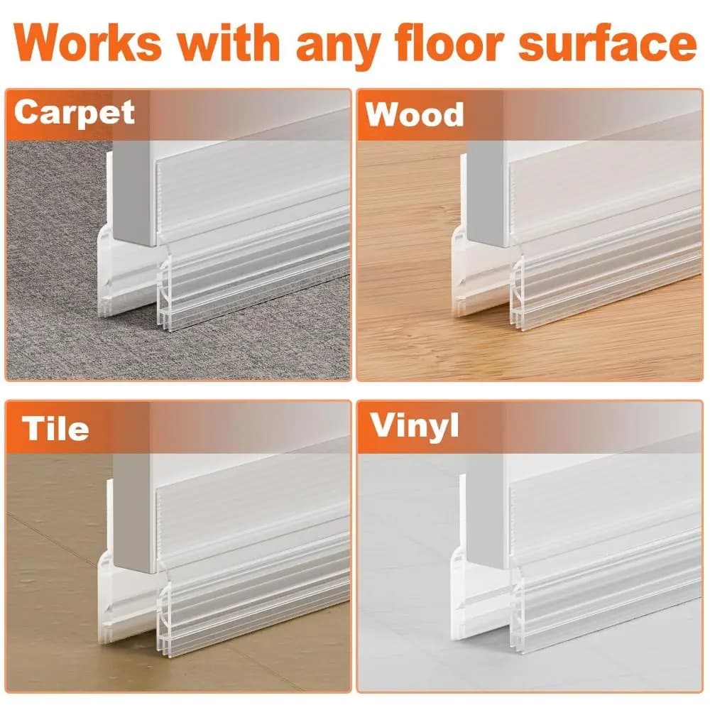100cm Door Draft Stopper Soundproof Transparent Door Bottom Sealing Strip Self-adhesive Insect Prevention Weather Stripping Dorm
