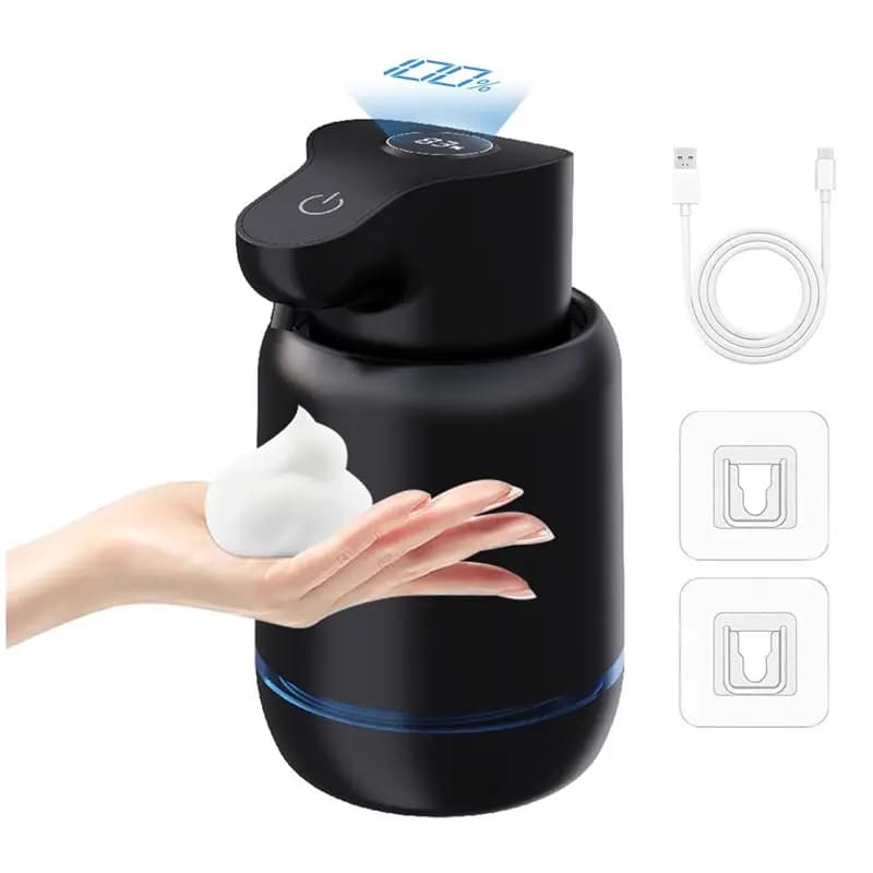 Dispenser automatico di sapone schiumogeno senza contatto da 420 ml, regolabile a 4 livelli, ricaricabile, elettrico, montabile a parete per cucina