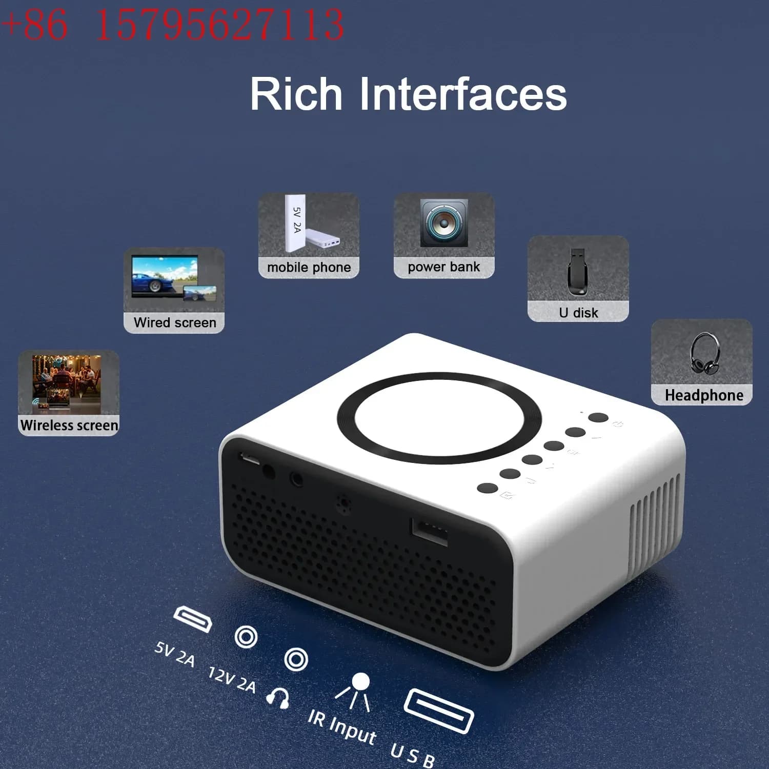 Mini proiettore domestico micro home portatile Interconnessione per proiezione schermo wireless per telefono cellulare Apple Android