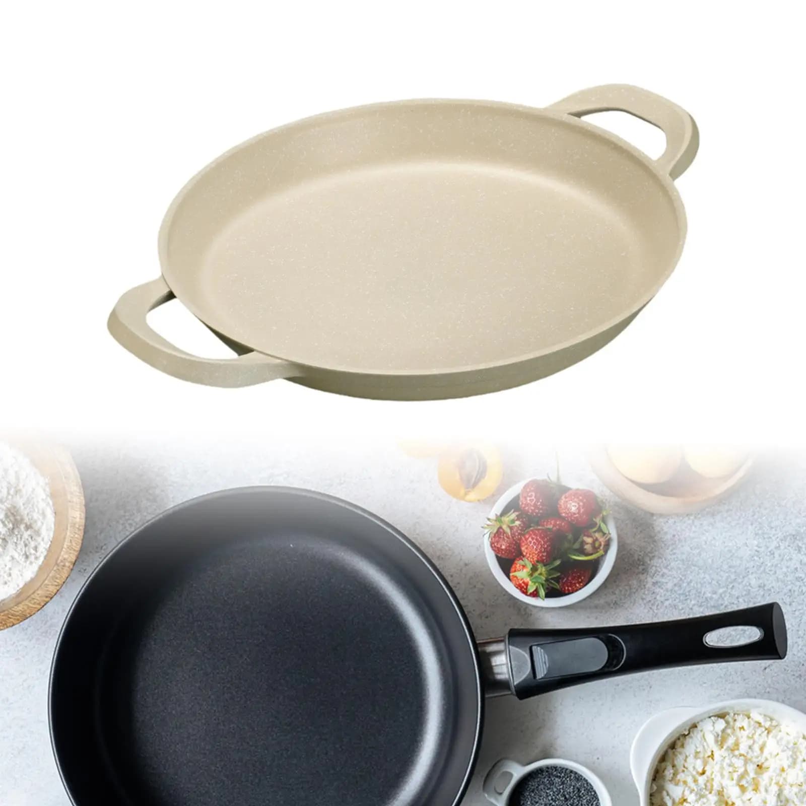 Round non-stick pan light frying pan seasoned pan for cooking steaks picnic barbecue for indoors and outdoors house