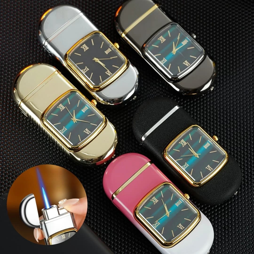 Orologio personalizzato Metallo antivento Sigaro Sigaretta Accendino a gas Jet Torch Accendini insoliti Accessorio per fumatori Gadget per uomo Nuovo